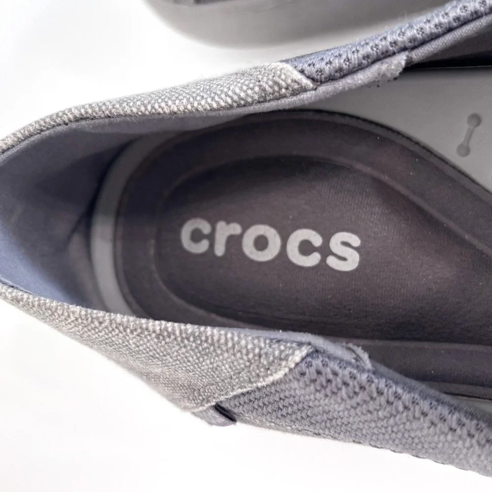 Crocs Mens Santa Cruz Canvas Slip On Loafers Size 13 Gray Casual Moc Toe Shoes